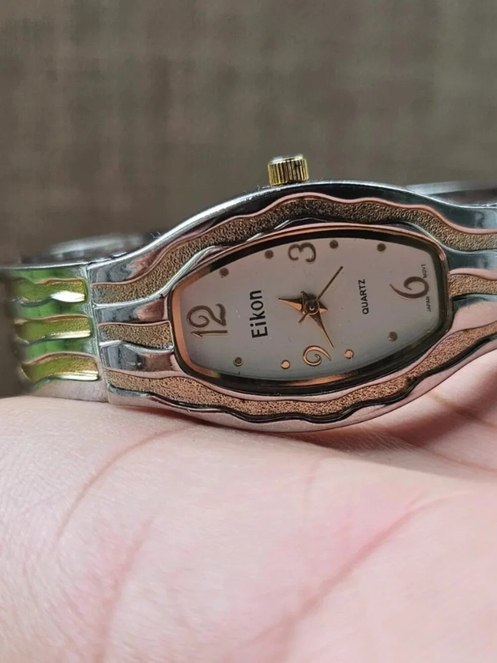 Eikon Ladies Wristwatch Gold/Silver Tone Cuff Band Analog Quartz Wrist Watch